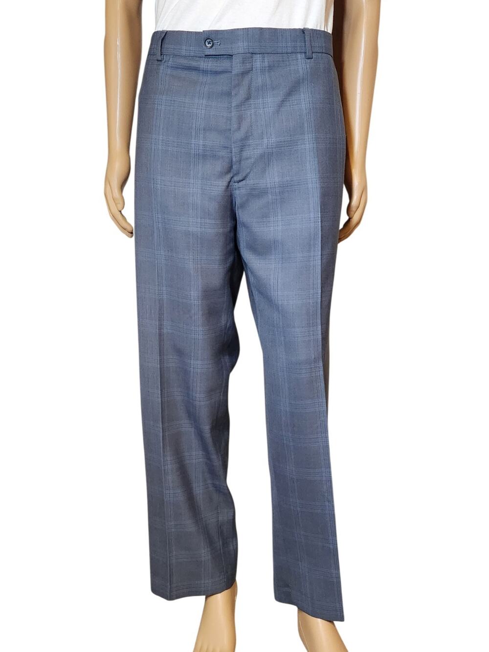MADE Cam Newton Men's Dress Pants Gray Plaid 42W x 30(actual 29) Polyester/Rayon